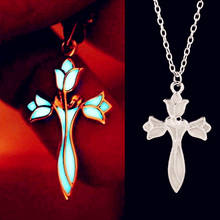 Glowing Cross Lotus Flower Luminous Elves Princess Aragorn Arwen Evenstar Pendant Necklace Jewelry Glow in the Dark 2024 - buy cheap