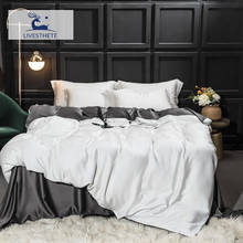 Conjunto de cama de linho para cuidado com a pele, conjunto de roupa de cama 100% seda branca e cinza 2024 - compre barato