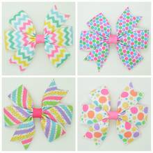 SUPWRF 3.1'' Easter chevron dot cute bow Girls Hair Bow With Clip Boutique Printed Ribbon headwear diy wholesale 20 PCS T0929 2024 - buy cheap