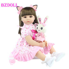 24" Silicone Reborn Toddler Baby Doll Toys For Girl 60 cm Dress Up Long Hair Princess Like Alive Brinquedos Child Birthday Gift 2024 - buy cheap