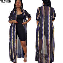 Dashiki-Vestidos estampados africanos para mujer, ropa Sexy de manga corta de malla con protección solar, vestido largo Maxi de verano 2024 - compra barato