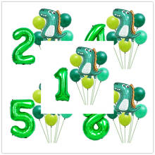 32inch Green Number Foil Balloon Baby Shower 1 Year old Birthday Jungle Theme Party Decorations Dinosaur Ballons 1st 2nd 2024 - buy cheap