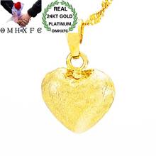 OMHXFC Atacado Europeia Mulher Fashion Girl Festa de Aniversário de Casamento Presente Fino 24KT Verdadeiro Ouro Do Amor Do Coração Pingente Encanto PN148 2024 - compre barato