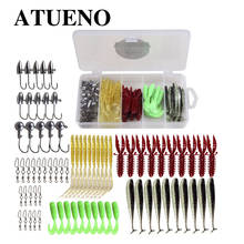 ATUENO-Kits de Señuelos de Pesca mixtos, cebo suave, gusano Grub, señuelo Artificial suave, cebos de silicona, plantilla para pesca de lubina, Wobbler 2024 - compra barato