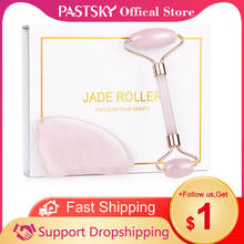 Natural Rose Quartz Jade Roller Facial Body Massager Guasha Board Scraper Face Lifting Skin Tightening Beauty Massage Tool 2024 - купить недорого