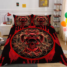 Fanaijia-Juego de ropa de cama con estampado de Calavera, juego de edredón con funda de almohada, tamaño Queen y King, para dormitorio 2024 - compra barato
