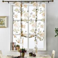Kitchen short curtains jacquard roman blinds floral white sheer panel blue tulle window treatment door curtains home decor 2024 - buy cheap