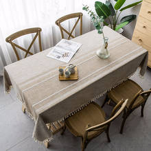 Mantel de lino y algodón para el hogar, cubiertas rectangulares para mesa, decoración de escritorio con borlas, mantel para mesa de té 2024 - compra barato