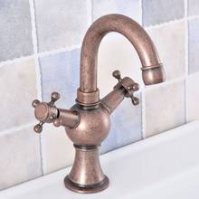 Grifo giratorio de cobre antiguo para cocina, picaajes dobles en cruz, grifo para lavabo del baño, color rojo romano, asf629, Envío Gratis 2024 - compra barato