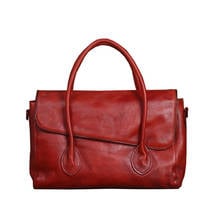 100% Genuine leather Women handbags New Classical wind portable big Top-Handle Bags Lady shoulder bag temperament female tote 2024 - buy cheap