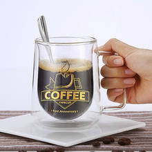 200 мл/300 мл с двойными стенками, офисные кружки, термостойкая кофейная чашка с двойными Кофе кружка Кофе Стекло чашка для питья молока лучшие подарки для друзей 2024 - купить недорого