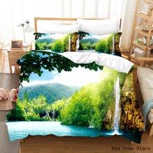 Green Tree Nature River Duvet Cover Set Landscape Pattern Print Bedding Set Home Textile Bedclothes Twin Full Queen King Sizes 2024 - buy cheap