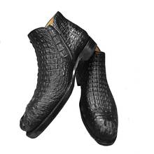 Jiangxinduyun-Botas de piel de cocodrilo personalizadas para hombre, botas cortas de cocodrilo, manuales con cremallera 2024 - compra barato
