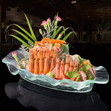 Bandeja de hielo acrílica sashimi, bandeja transparente para sushi, fruta, mariscos, hielo seco, salmón, ovalada, utensilios de cocina 2024 - compra barato