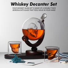 Whiskey Decanter Set Skull Vodka Globe Decanter With 2 Glasses Liquor Dispenser With Wood Stand For Scotch Bourbon 2024 - buy cheap