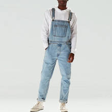 Denim Bib Pants Men Vintage Casual Straight Washable Full Length Jeans Jumpsuits Male Fashion Hip Hop Streetwear Mens Jumpsuit 2024 - buy cheap