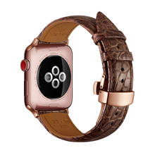 Correa de cuero genuino de cocodrilo Nigeriano para Apple watch, correa de 42mm, 38mm, 44mm y 40mm para apple watch SE 6 5 4 3 2 iwatch 2024 - compra barato
