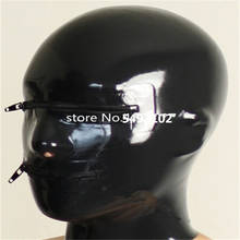 Máscara capuz de látex preto, sensual, máscara de cabeça inteira, capuz de látex com boca e olhos com zíper personalizado 2024 - compre barato