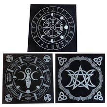 Mantel de Tarot de 49x49cm, Triple Luna, pentagrama, Altar pagano, tela de Tarot, adivinación, astrología, cartas de Tarot, almohadilla de juego de mesa 2024 - compra barato