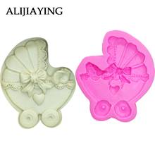 M911 Sugarcraft Baby car Carriage Silicone mold Bow tie fondant mold cake decorating tools chocolate gumpaste mold 2024 - buy cheap