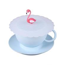 Creative Flamingo Anti-Dust Reusable Silicone Coffee Mug Glass Cup Lid Cover Cap Reusable 2024 - buy cheap