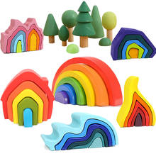 Blocos de madeira arco-íris empilhador brinquedos para crianças criativo blocos de construção de madeira conjunto para crianças brinquedos educativos para crianças 2024 - compre barato