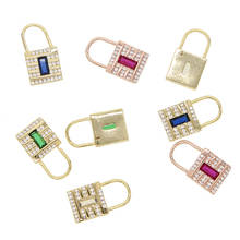 2021 Gold Filled Fashion Colorful Rainbow Cz Plain Lock Charm Trendy Women Girl Jewelry Micro Pave Cz Lock Open Hoop Earring 2024 - buy cheap