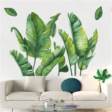 Nórdicos pared con planta verde hogar Decoración sala de selva Tropical de hojas de palma calcomanía Mural pared niños papel tapiz para habitación 2024 - compra barato