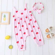 New Born Baby Clothes Infant Baby Girls Valentine's Day Love Heart Print Sleeveless Romper Headband Baby Girl Clothes Overalls 2024 - buy cheap