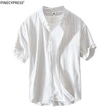 100% Cotton Anti-static Anti-pilling Soft Quality Man Summer Thin Striped Short Sleeve Male Fashion Men Casual Shirt 2024 - buy cheap