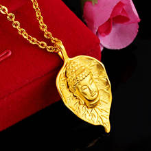 HOYON Vintage Classic 18K Yellow Gold Color For Women Men Leaf Chain Buddha Pendant Necklace Anniversary Engagement Jewelry Gift 2024 - buy cheap