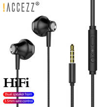 !ACCEZZ Stereo Metal Earphones HiFi 3.5mm Wired Deep Bass In Ear Earphone Earpiece With Mic for Xiaomi Samsung Huawei Computer 2024 - buy cheap