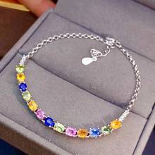 KJJEAXCMY fine jewelry S925 sterling silver inlaid natural color sapphire Girl noble hand Bracelet Support test Chinese style 2024 - buy cheap