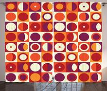 Cortinas geométricas para sala de estar, cortinas con patrón geométrico Retro estilo años 60, colores cuadrados, círculos de composición, para ventana de dormitorio, color naranja 2024 - compra barato