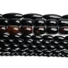 Piedra Natural de ágata negra de alta calidad, collar de forma ovalada lisa, pulsera de joyería, gemas artesanales, cuentas sueltas de 15 pulgadas wk31 2024 - compra barato