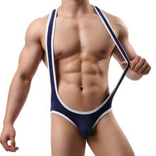 Mens Undershirts Ice Silk Bugle Pouch Bodysuits Leotard Sissy Underwear Jockstrap Wrestling Singlet Mankini Gay Jumpsuits 2XL 2024 - buy cheap