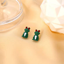 Cute Small Animal Cartoon Frog Studs Earrings Green Color Alloy Earrings for Women Ear Studs Unique Korean Style Jewelry Gift 2024 - buy cheap