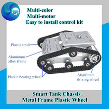 Chassi de tanque robô rastreado para controle remoto, com trilho plástico, interface de liga de alumínio, buracos para braço robótico, kit diy yp100 2024 - compre barato