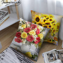 Fuwatacchi Colorful Sunflower Soft Cushion Cover Rose Flower Pillows Covers for Home Sofa Chair Decorative Pillowcases 45*45cm 2024 - buy cheap