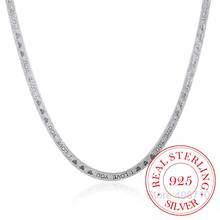 "I LOVE YOU" 925 Silver Necklace 4MM Snake Chain Men & Women Couple Sterling Silver Jewelry Blade Chain 2024 - buy cheap