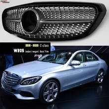 Grade de radiador preta apenas para mercedes série c 2015 a 2017, pré-facelifada, w205 sedan s205 estate 2024 - compre barato