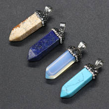 Fine Natural Stone Pendant Opal Blue Sand Pendant Charms for Jewelry Making Diy Necklace Earring Accessories 8x35mm 2024 - buy cheap