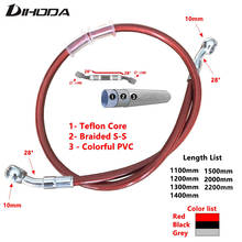 Гидравлический тормозной шланг для мотоцикла 1100-2200 мм, линейный кабель 10 мм для Suzuki Kawasaki Yamaha honda, плетеная трубка 2024 - купить недорого