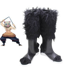 CostumeBuy-zapatos de Demon Slayer, Kimetsu no Yaiba, Hashibira Inosuke, botas negras, accesorio de utilería para Cosplay, hecho a medida 2024 - compra barato