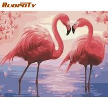 RUOPOTY Frame Diy Painting By Numbers Flamingo Animals Kit Canvas Picture By Numbers Hand Painted For Home Decoration Gift Arts 2024 - buy cheap