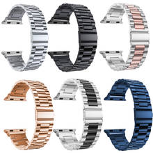 Correia de aço inoxidável para apple watch, correia de metal para apple watch se 6 band 44mm 40mm series 5 4 3 42mm 38mm, bracelete de ligação para iwatch 2024 - compre barato