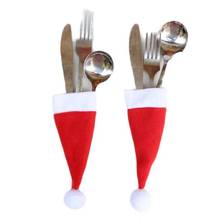 1pcs Christmas Decorations Decorative Tableware Xmas Caps Cutlery Holder Knife Fork Set Spoon Pocket Bags Gifts Decoration N50 2024 - buy cheap