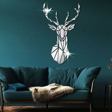 3D Mirror Wall Stickers Modern Design Acrylic Deer Head Mirror Stickers Decal Removable Mural DIY Home Living Room Wall Decors 2024 - buy cheap