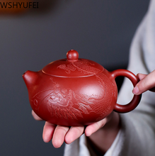 Yixing bule de chá roxo estampa de dragão, guanyin puer 290ml, conjunto de chá artesanal 2024 - compre barato