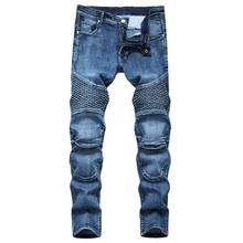 Calça jeans masculina clássica, moda masculina e feminina, calça jeans para motociclista, slim fit, calças retas, designer rasgado, 2020 2024 - compre barato